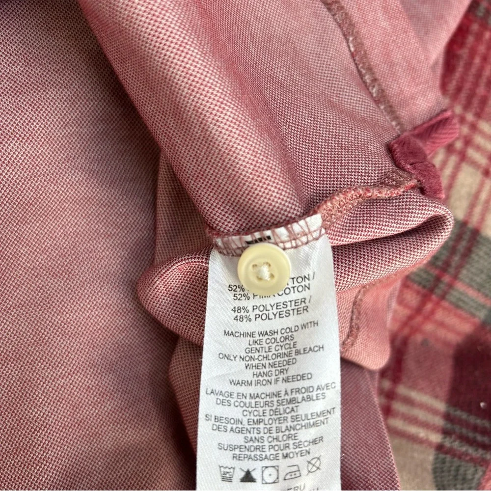 UNTUCKit Mens Beaux Long-Sleeve Tipped Polo Shirt Heathered Red/Pink Size Medium - Picture 10 of 11